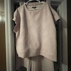 Two piece top and bottom trendy waffle knit set